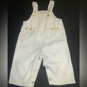 VTG K-Mart 9 Months Baby Bibs Overalls White Cotton Corduroy Pants USA Made